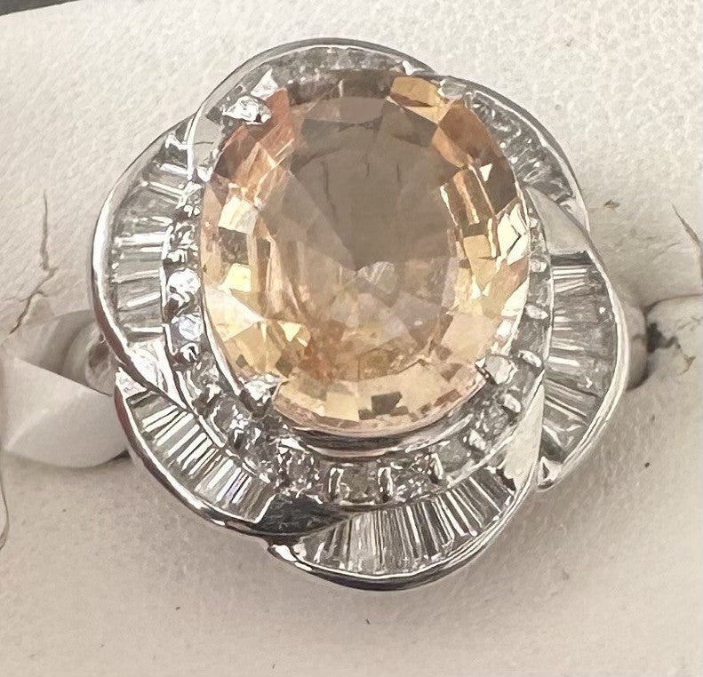 A Magnificent No Heat Unheated 4.71ct Padparadscha Sapphire Ring & AIGS Cert