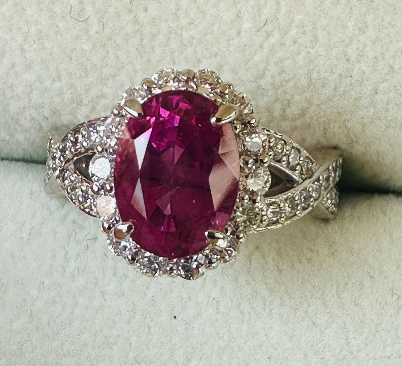 Unheated 3.07ct Burma Pink Sapphire No Heat & Diamond Ring Lotus Certificate
