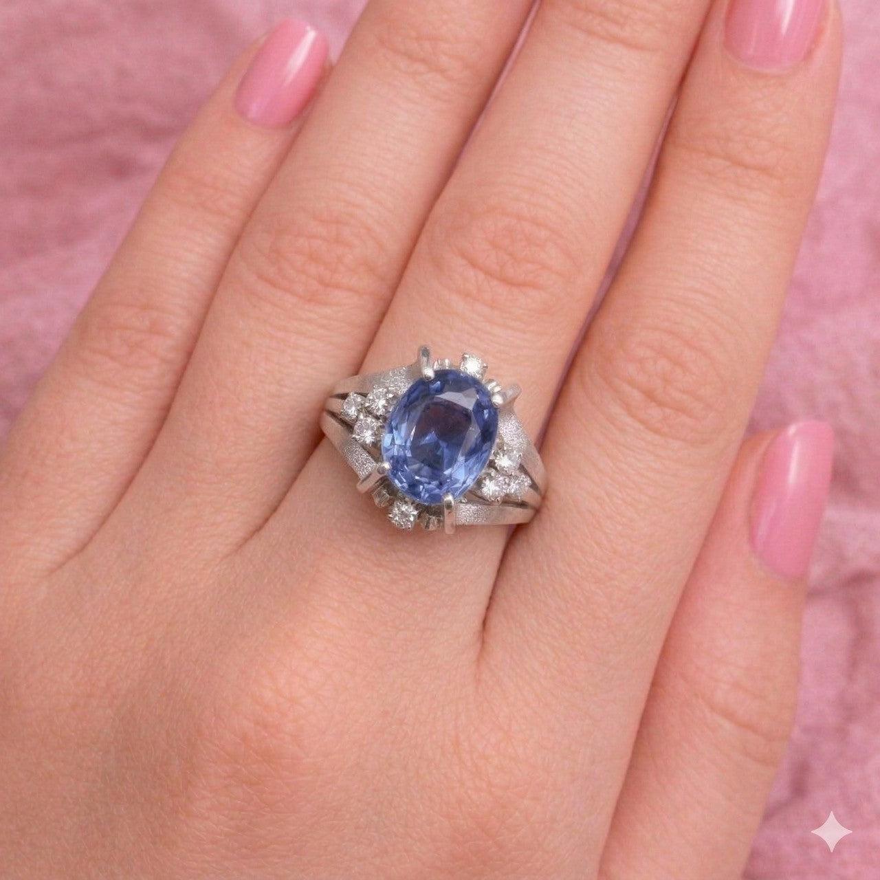 Sensational Unheated 2.91ct Blue Sapphire Platinum & Diamond Ring