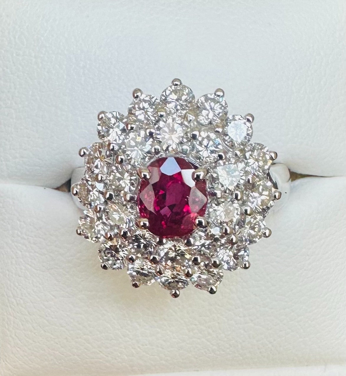 A Magnificent Unheated Burma 1.36ct Pigeon’s Blood Ruby & Diamond Ring GRS