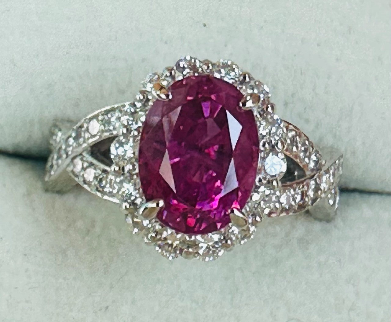 Unheated 3.07ct Burma Pink Sapphire No Heat & Diamond Ring Lotus Certificate