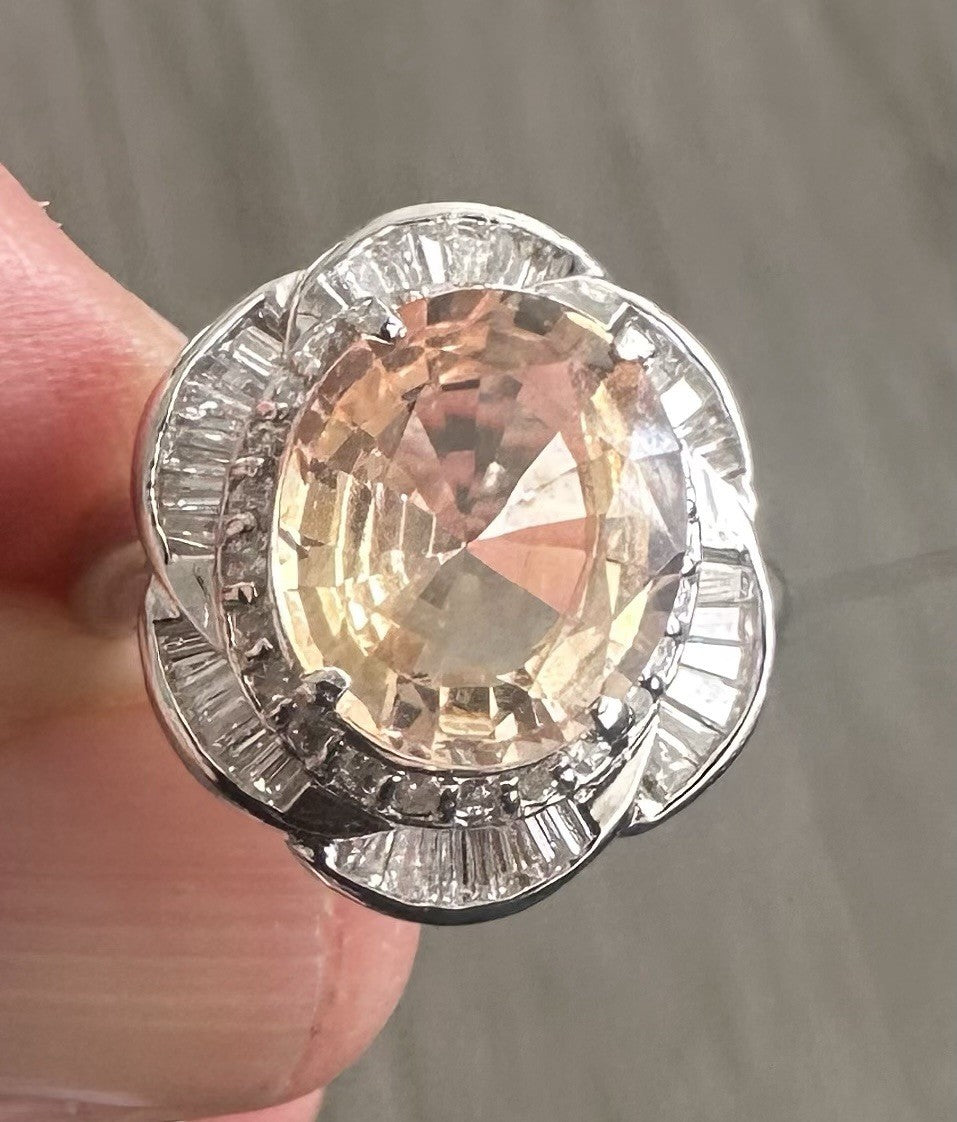 A Magnificent No Heat Unheated 4.71ct Padparadscha Sapphire Ring & AIGS Cert