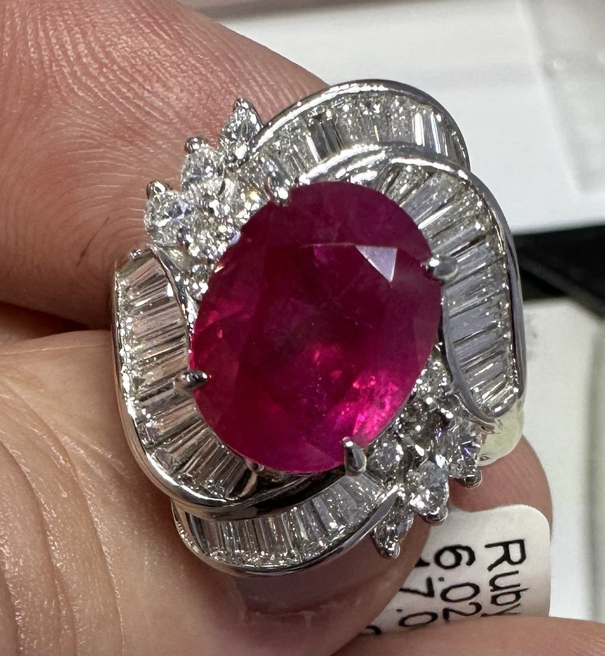 An Immense 6.02ct Burma Ruby & Diamond Ring GIA