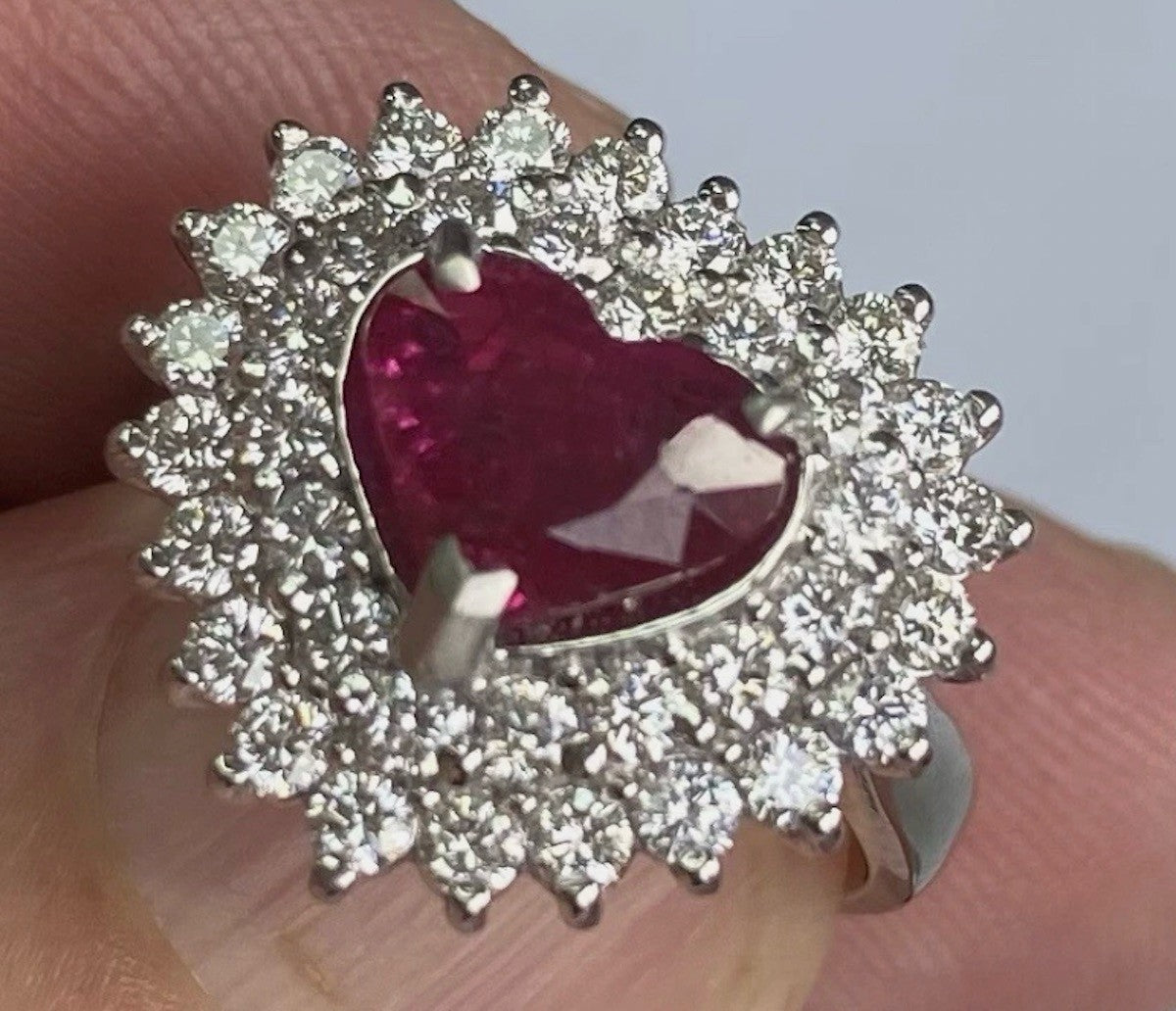 Unheated 2.09ct Burma Ruby & Diamond Platinum Ring + Certificate