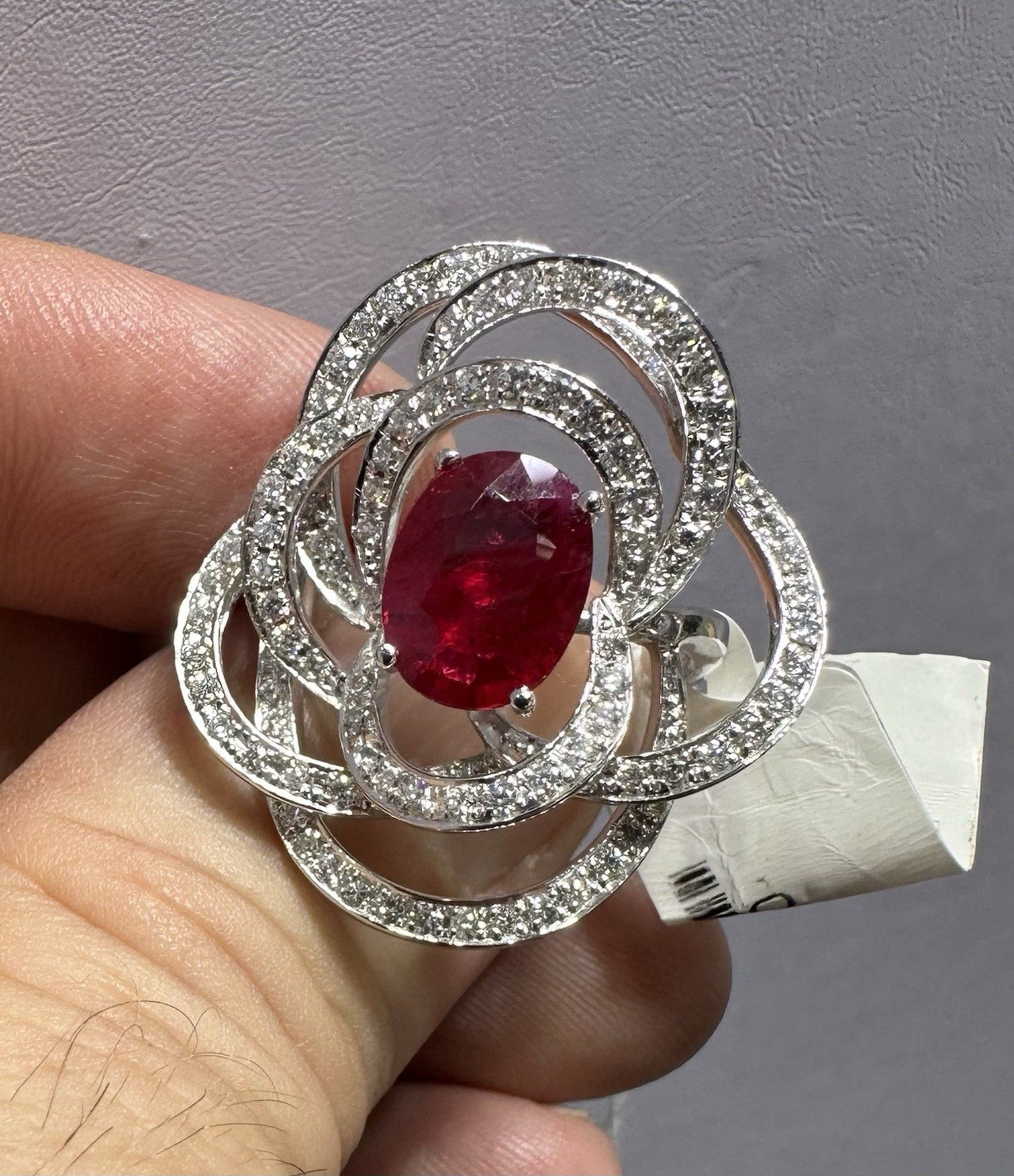 An Exquisite 2.53ct Thai Ruby & Diamond Platinum Ring GRS