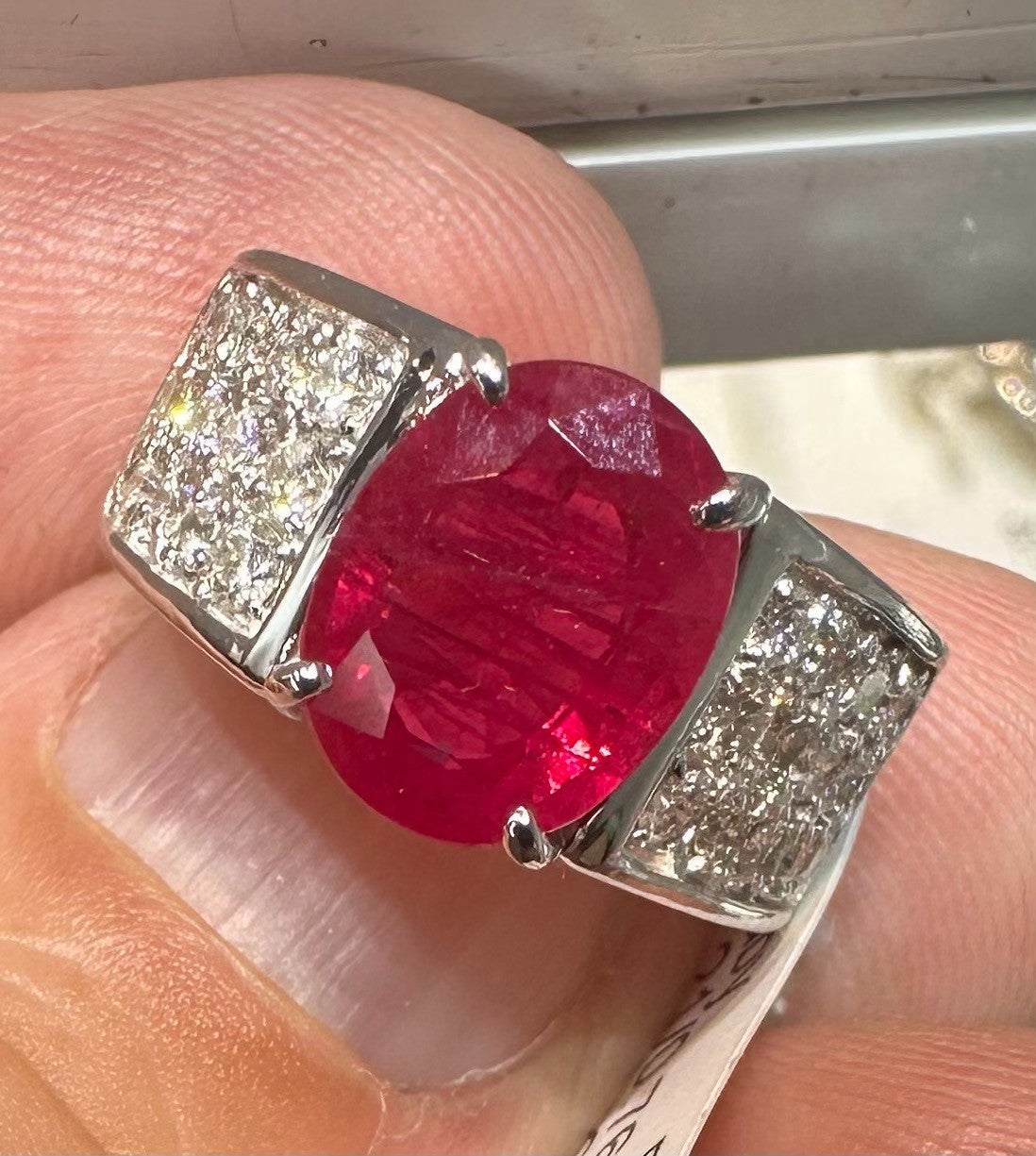 A Magnificent 3.21ct Burma Ruby & Diamond Platinum Ring
