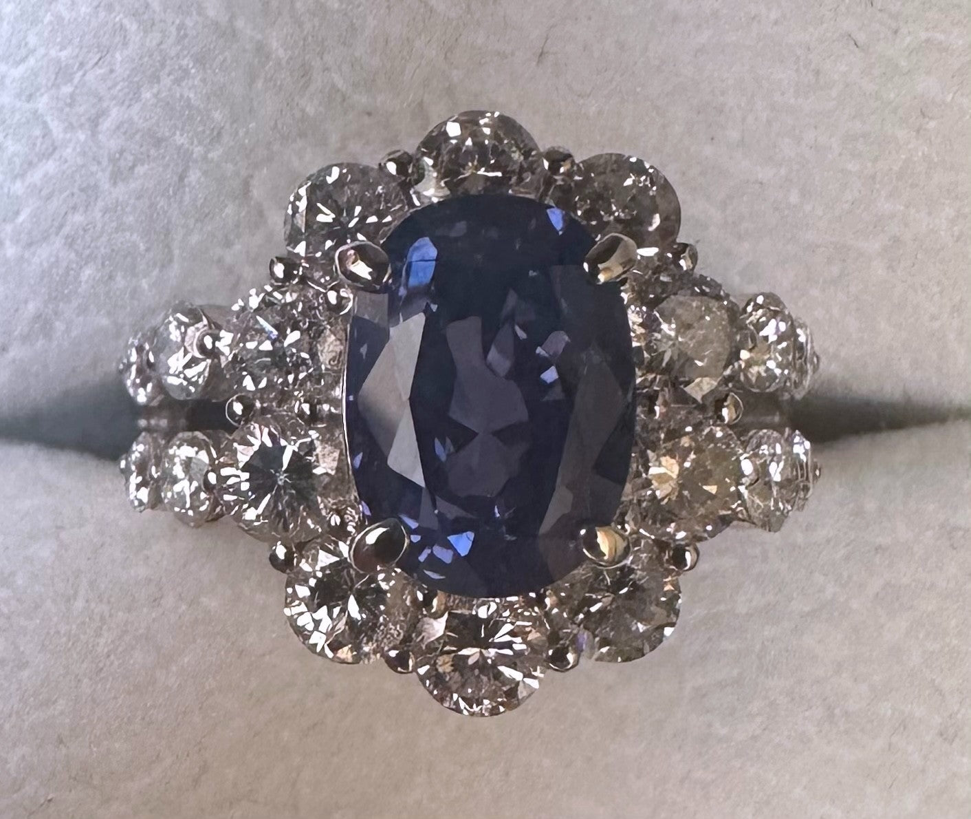 Unheated 4.69ct Blue Sapphire No Heat 18k & Diamond Ring AIGS - Stunning!