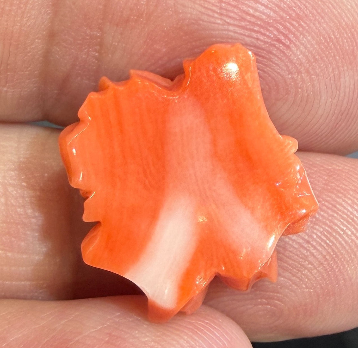 A Stunning Carved Red Coral Rose