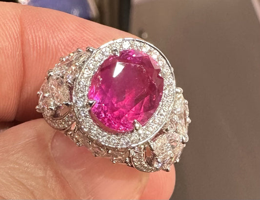 A Sensational Unheated No Heat 5.30ct Burma Burmese Ruby Ring GIA