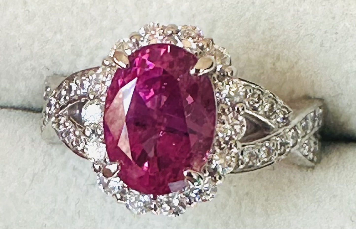 Unheated 3.07ct Burma Pink Sapphire No Heat & Diamond Ring Lotus Certificate