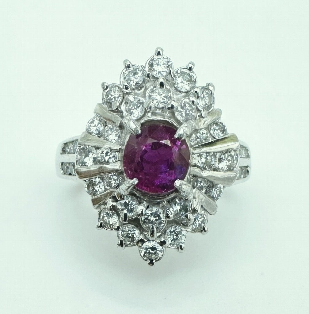 Unheated 1.12ct Burma Ruby Platinum Diamond Ring GIA No Heat - Exquisite!