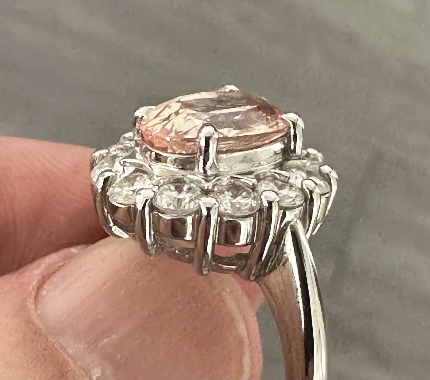 An Extraordinary Unheated 3.91ct Padparadscha Sapphire & Diamond Ring GIA