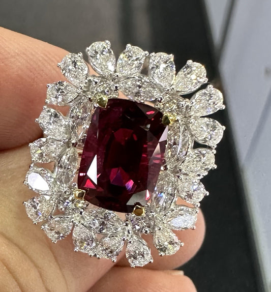 A Sensational Unheated No Heat 5.07ct Thai Ruby Ring GIA