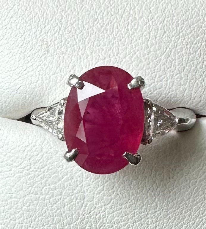 4.95ct Burma Ruby & Diamond Platinum Ring + Certificate
