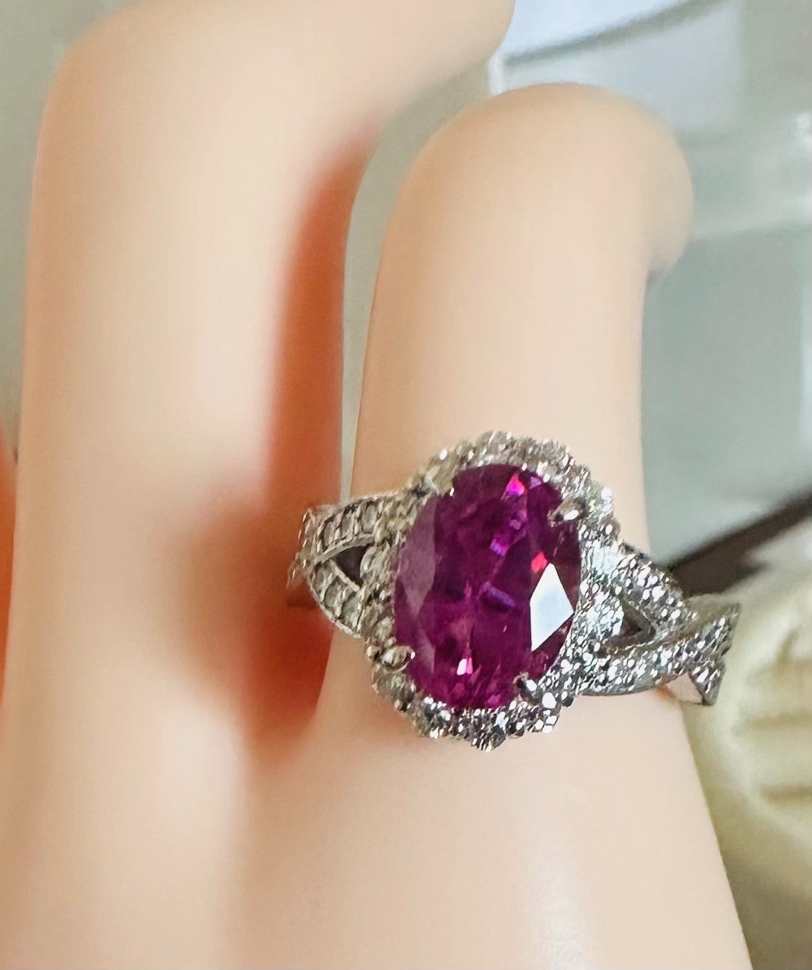 Unheated 3.07ct Burma Pink Sapphire No Heat & Diamond Ring Lotus Certificate