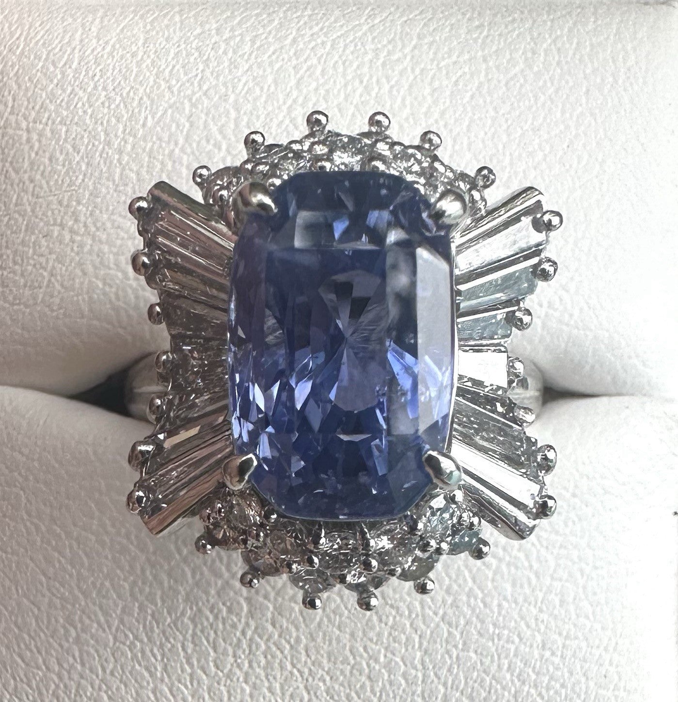 Unheated 7.38ct Blue Sapphire No Heat 18k & Diamond Ring & Cert - Stunning!