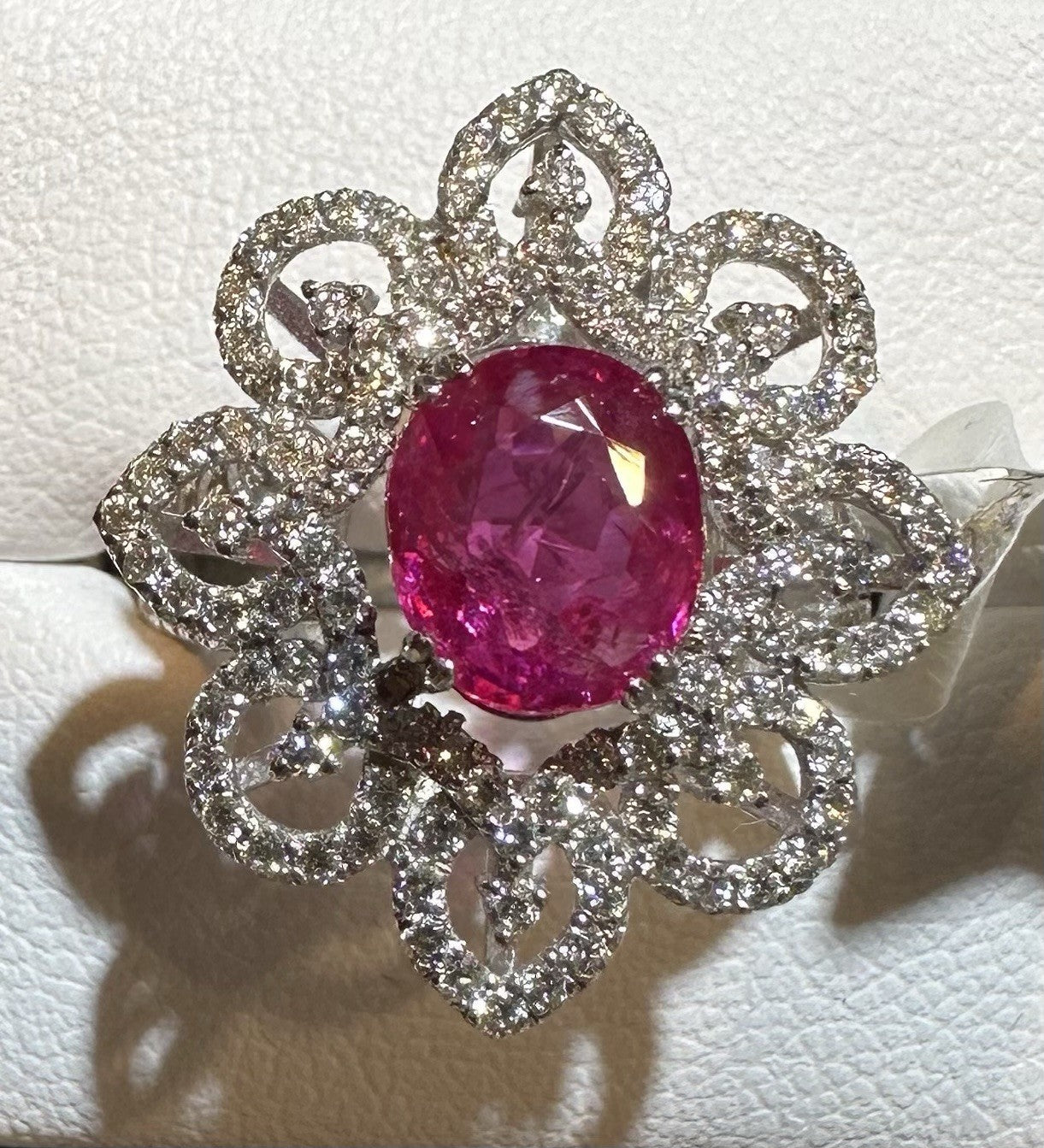 Beautiful Unheated No Heat 1.92ct Burma Ruby & Diamond Ring AIGS