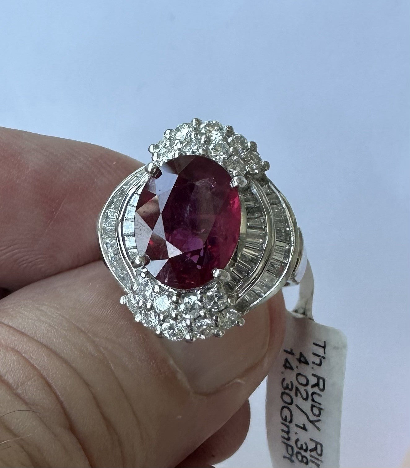 A Magnificent 4.02ct Thai Ruby & Diamond Platinum Ring