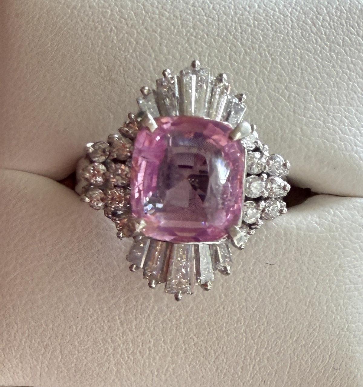 A Superb Unheated 3.64ct Padparadscha Sapphire No Heat Ring AIGS