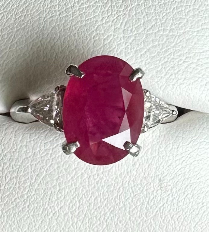 4.95ct Burma Ruby & Diamond Platinum Ring + Certificate