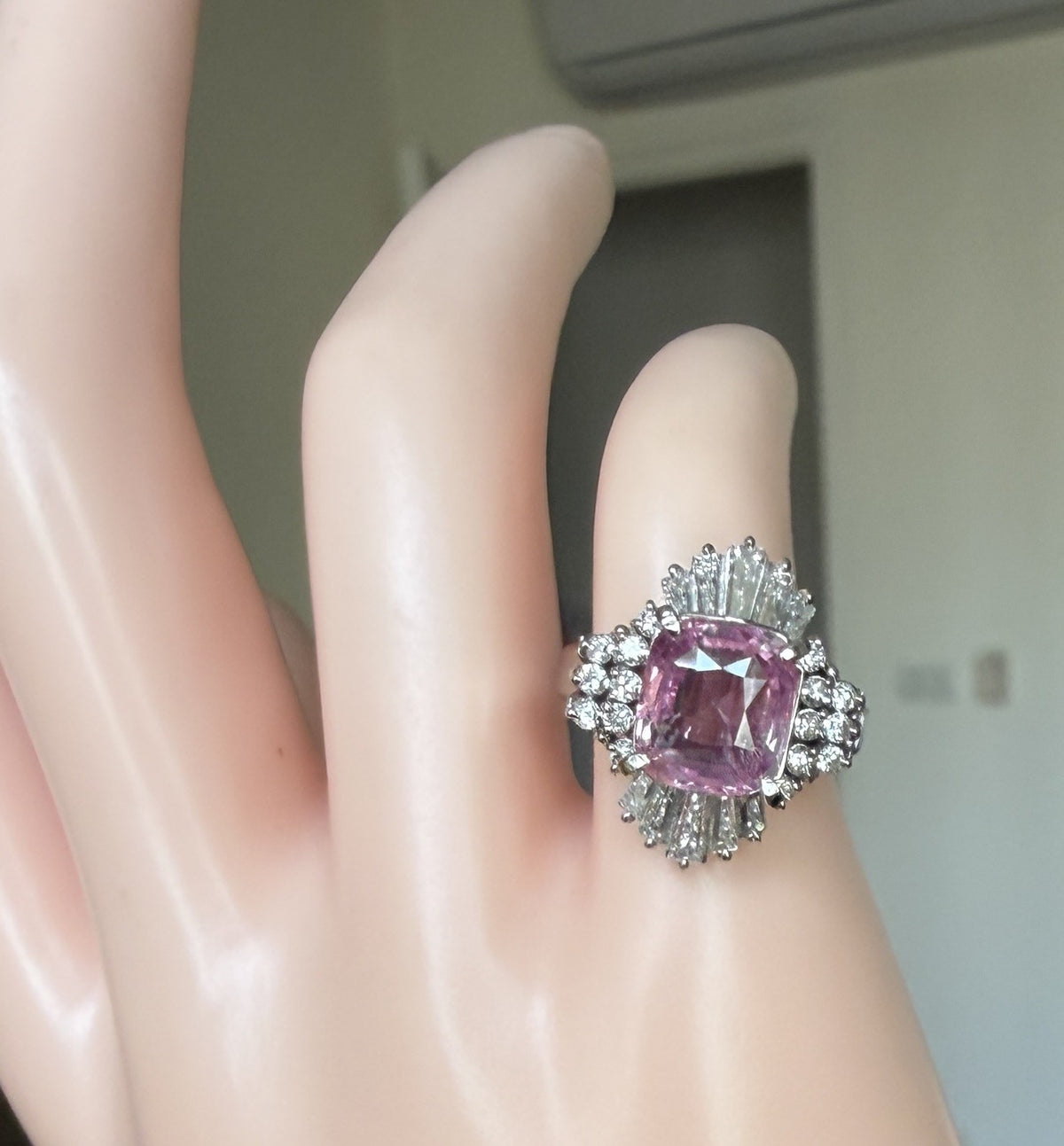 A Superb Unheated 3.64ct Padparadscha Sapphire No Heat Ring AIGS