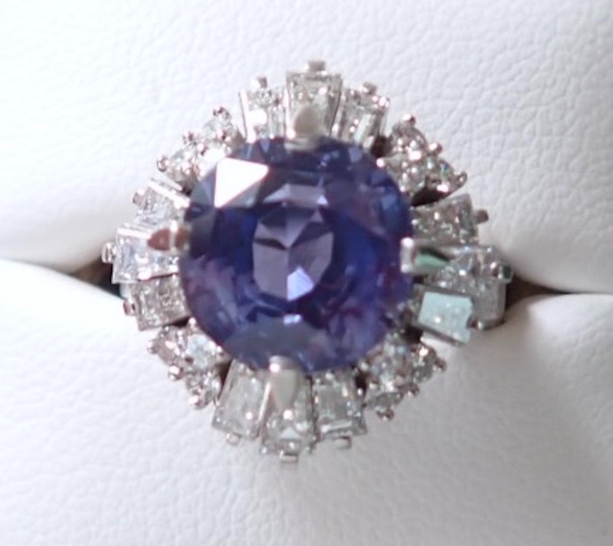 Unheated 5.65ct Purple Blue Sapphire No Heat Plat & Diamond Ring - Stunning!