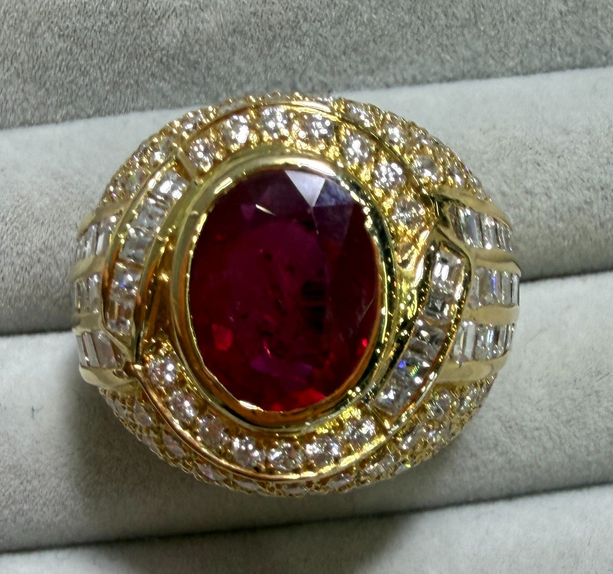 A Magnificent 4.16ct Thai Ruby & Diamond Platinum Mens Ring