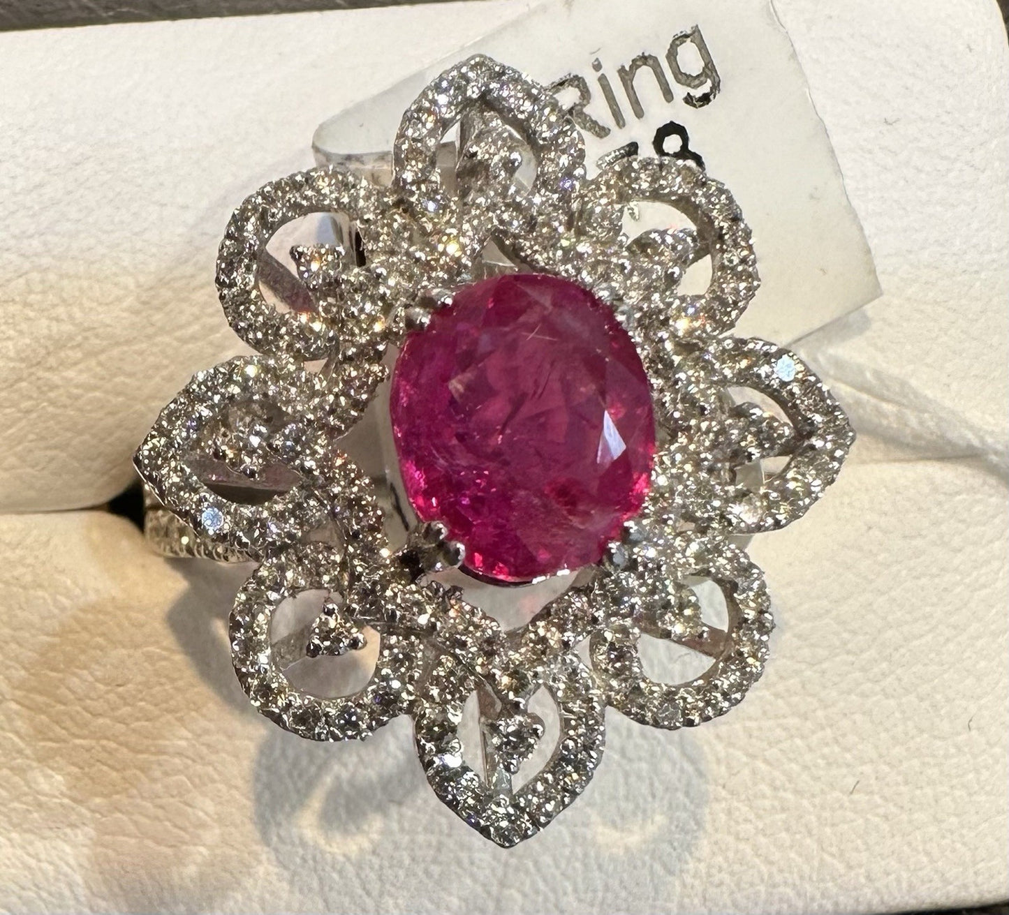 Beautiful Unheated No Heat 1.92ct Burma Ruby & Diamond Ring AIGS