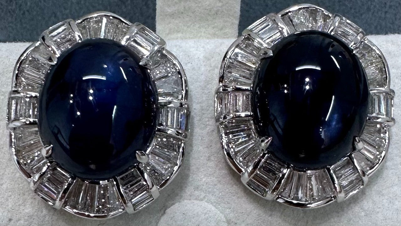 A Delightful 21.25ct Royal Blue Sapphire 18k & Diamond Earrings