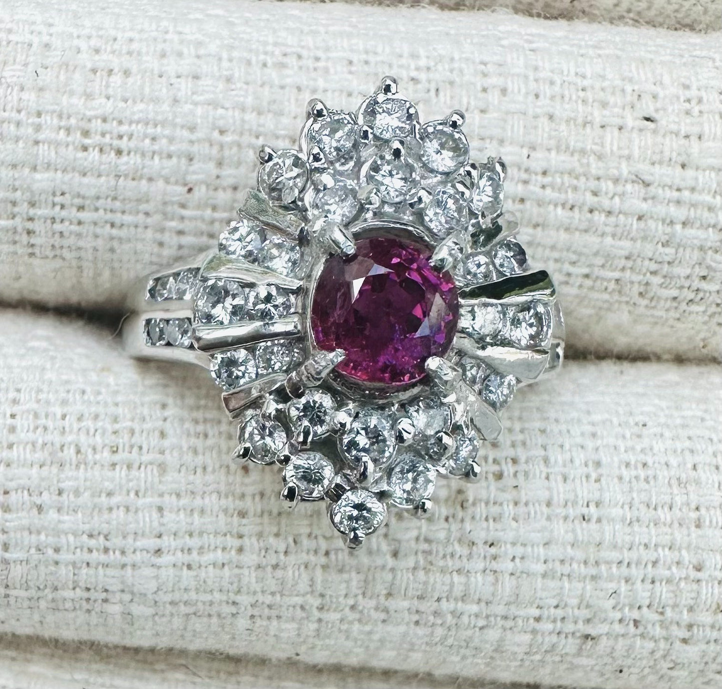 Unheated 1.12ct Burma Ruby Platinum Diamond Ring GIA No Heat - Exquisite!