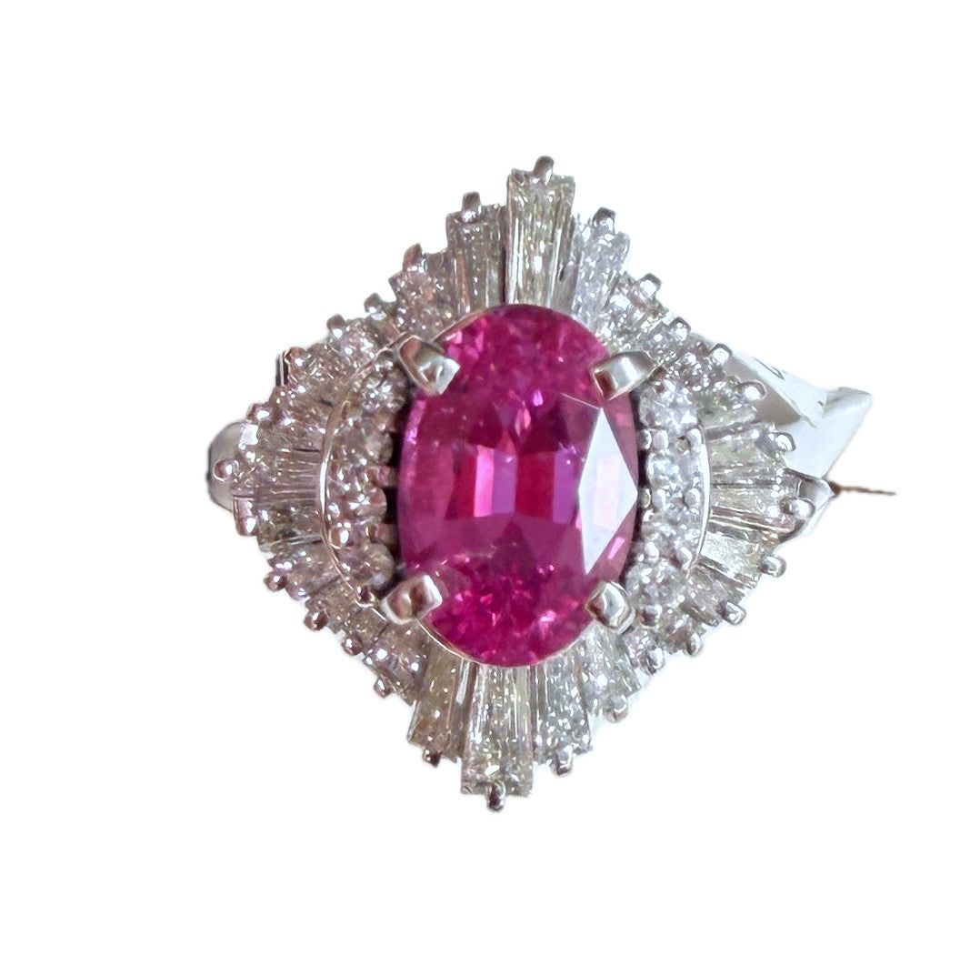 A Stunning 2.44ct Fuschia Pink Sapphire & Diamond Ring
