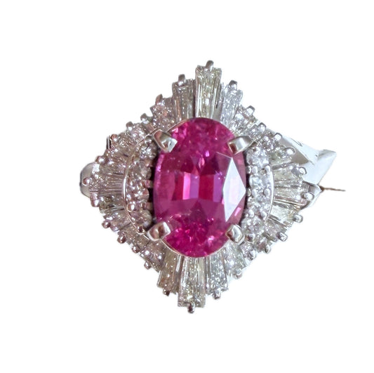 A Stunning 2.44ct Fuschia Pink Sapphire & Diamond Ring
