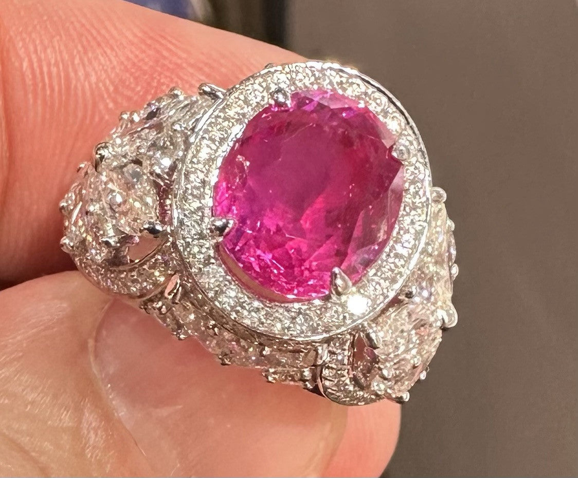 A Sensational Unheated No Heat 5.30ct Burma Burmese Ruby Ring GIA