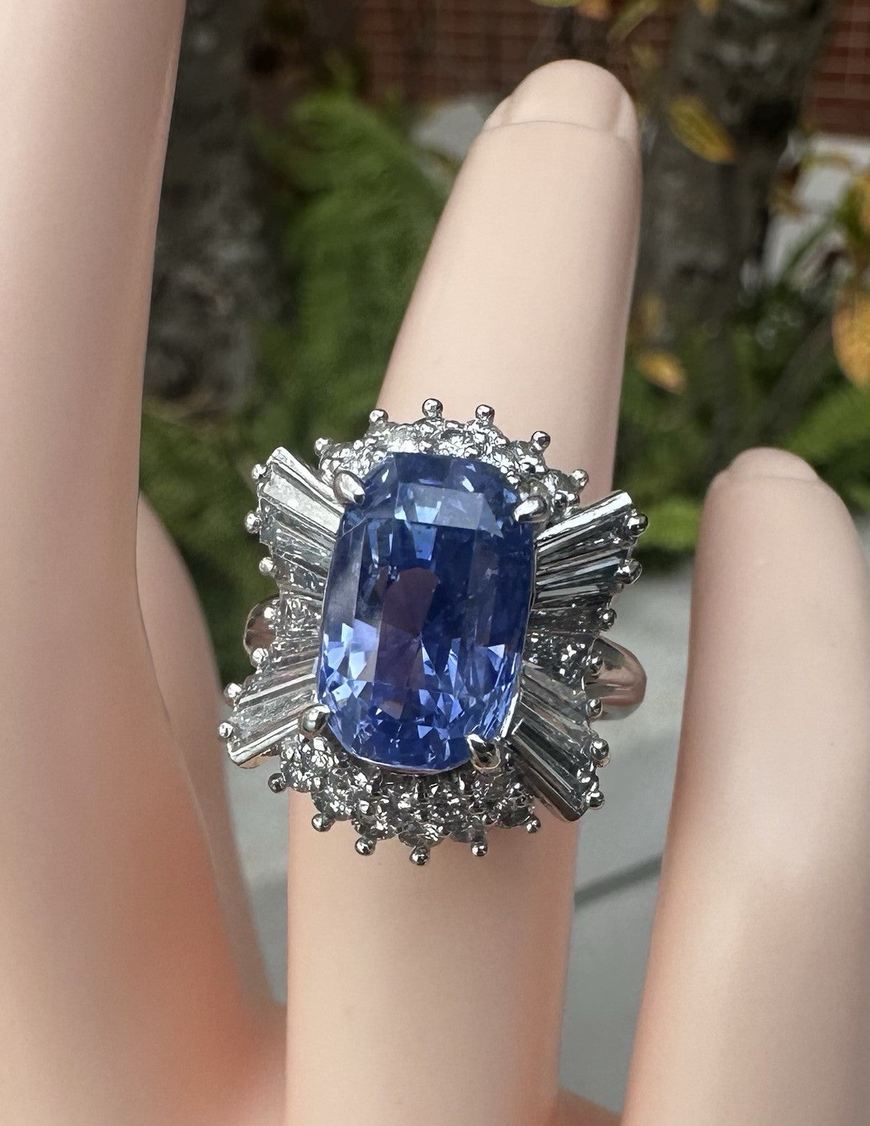 Unheated 7.38ct Blue Sapphire No Heat 18k & Diamond Ring & Cert - Stunning!