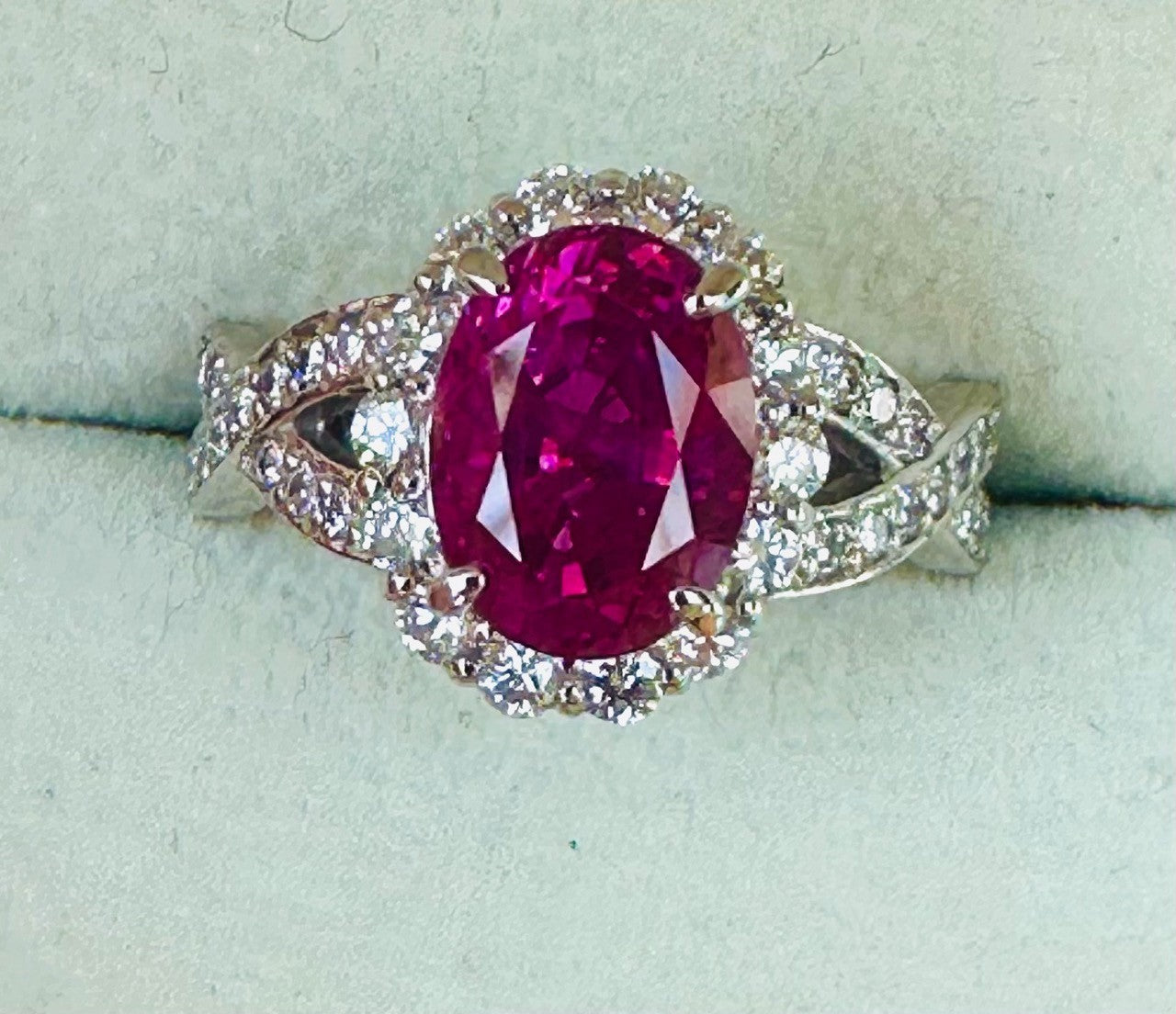 Unheated 3.07ct Burma Pink Sapphire No Heat & Diamond Ring Lotus Certificate