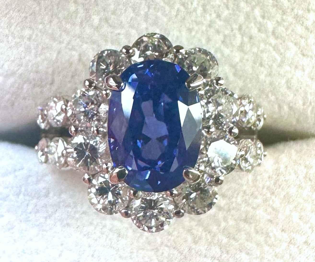 Unheated 4.69ct Blue Sapphire No Heat 18k & Diamond Ring AIGS - Stunning!