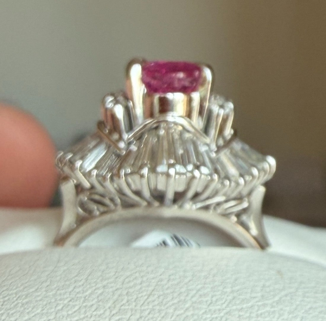 A Stunning 2.44ct Fuschia Pink Sapphire & Diamond Ring