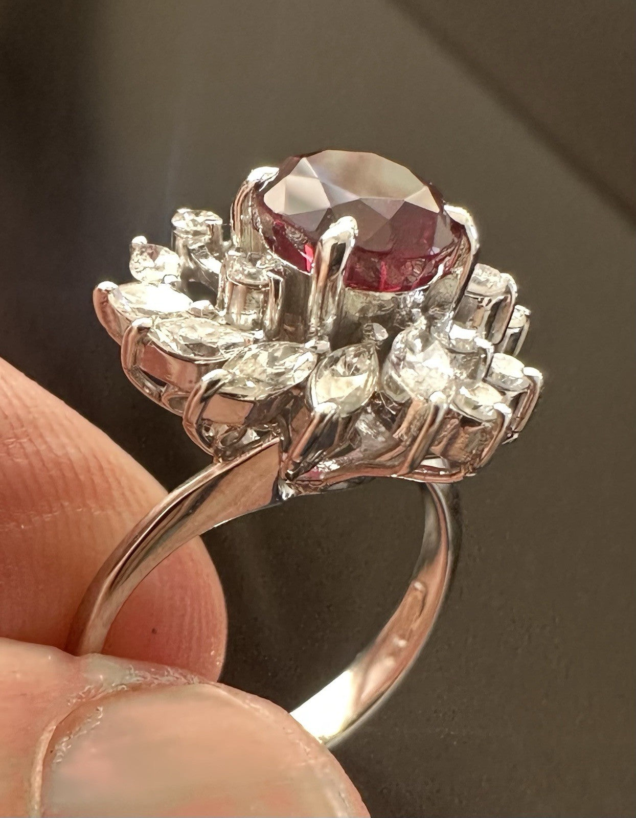2.03ct ‘Pigeon’s  Blood’ Thai Ruby & Diamond Platinum Ring