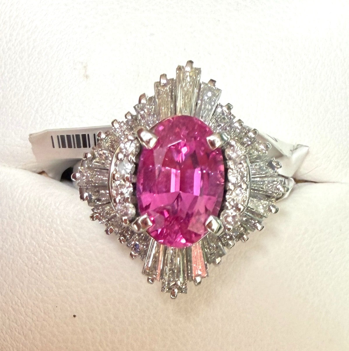 A Stunning 2.44ct Fuschia Pink Sapphire & Diamond Ring