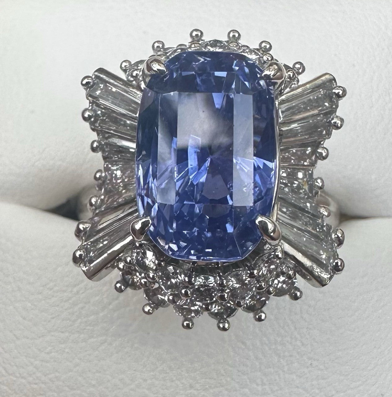 Unheated 7.38ct Blue Sapphire No Heat 18k & Diamond Ring & Cert - Stunning!