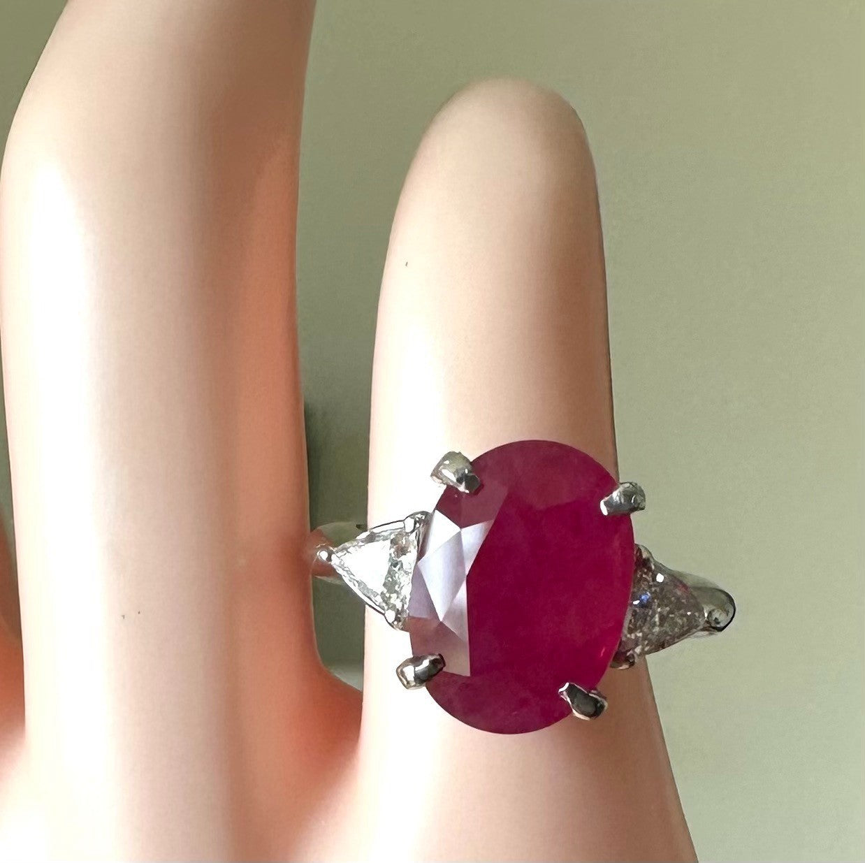 4.95ct Burma Ruby & Diamond Platinum Ring + Certificate
