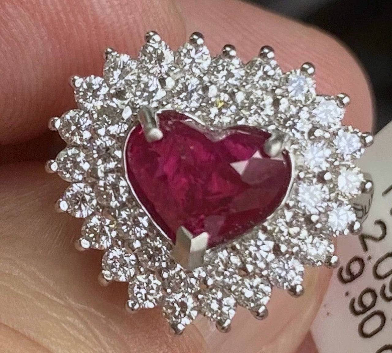 Unheated 2.09ct Burma Ruby & Diamond Platinum Ring + Certificate