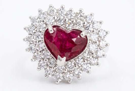 Unheated 2.09ct Burma Ruby & Diamond Platinum Ring + Certificate