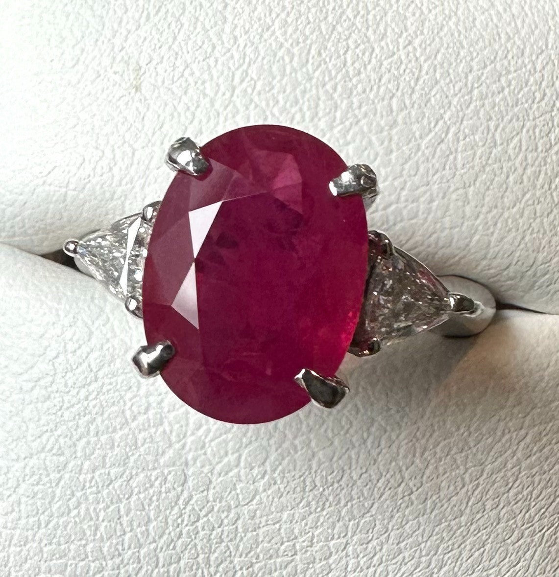4.95ct Burma Ruby & Diamond Platinum Ring + Certificate