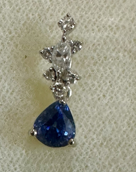 An Exquisite 0.99ct Unheated Royal Blue  Sapphire & Diamond Platinum Pendant