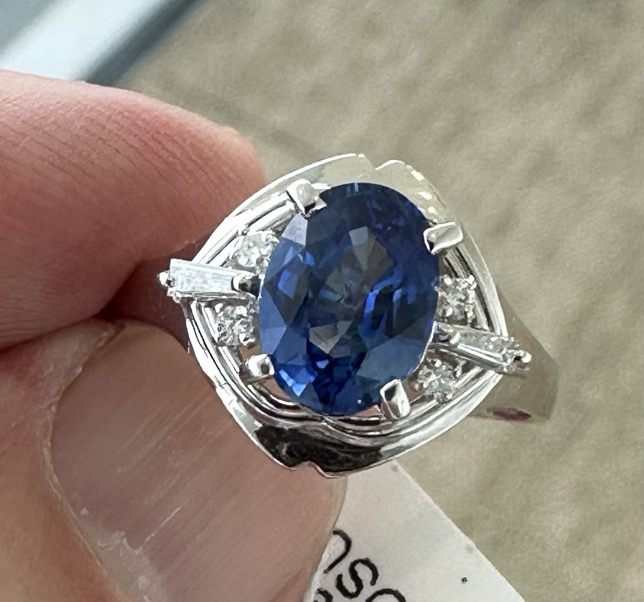 A Superb 2.21ct Blue Sapphire & Diamond Platinum Ring