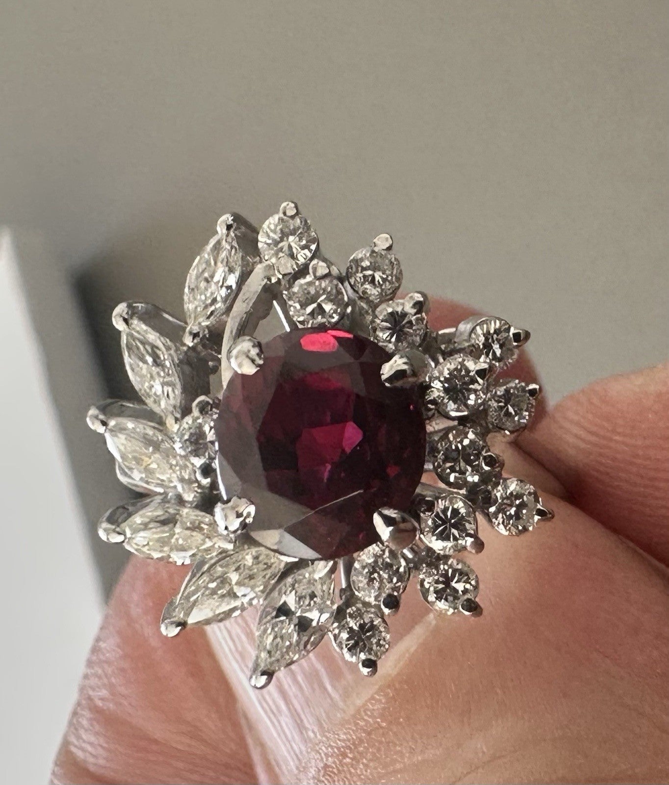 2.03ct ‘Pigeon’s  Blood’ Thai Ruby & Diamond Platinum Ring