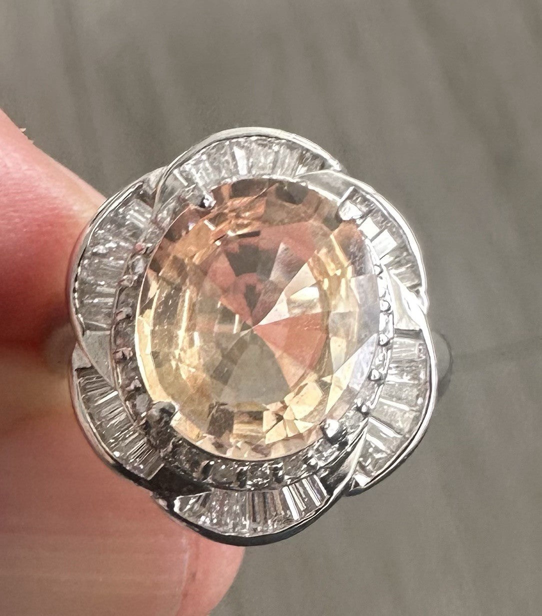 A Magnificent No Heat Unheated 4.71ct Padparadscha Sapphire Ring & AIGS Cert