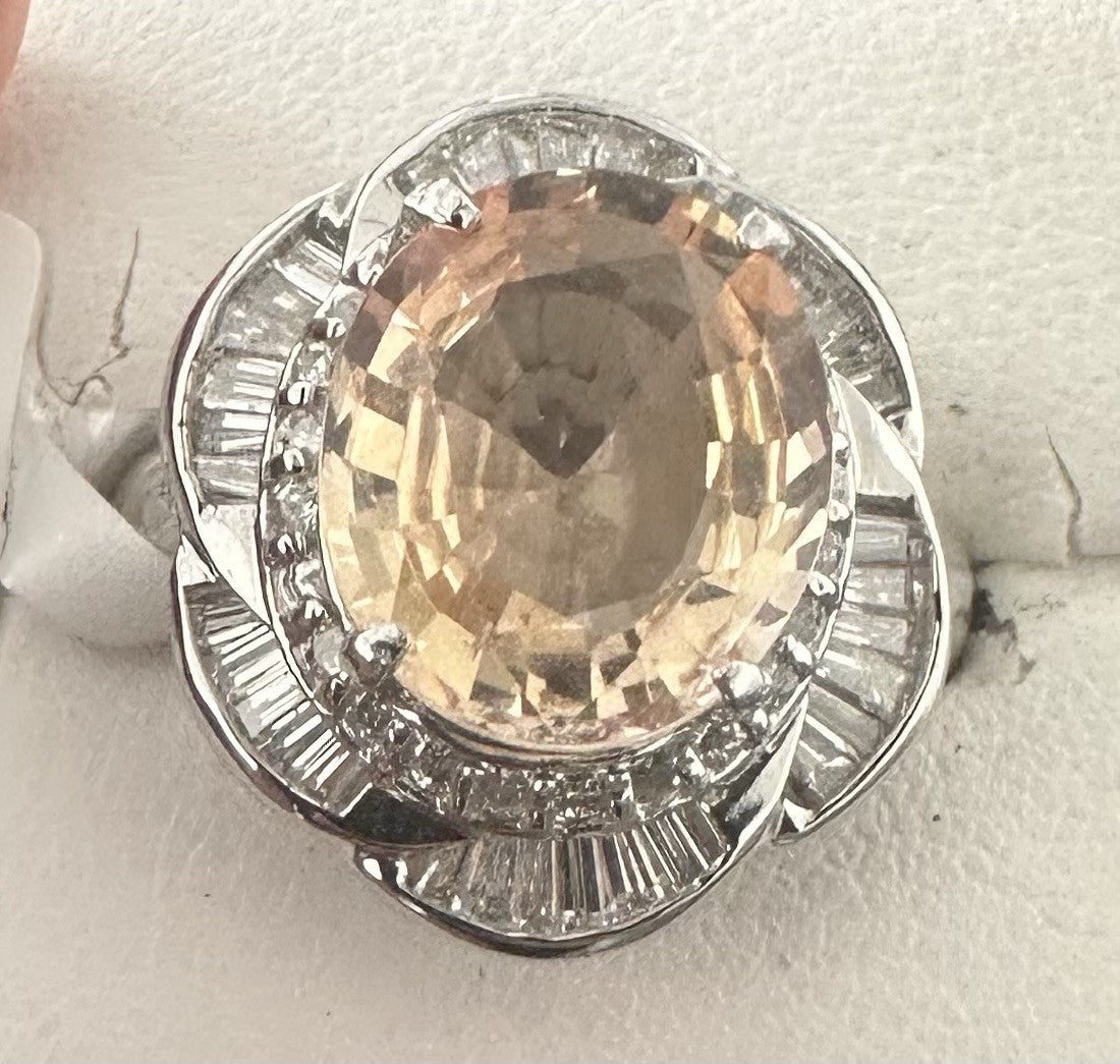 A Magnificent No Heat Unheated 4.71ct Padparadscha Sapphire Ring & AIGS Cert