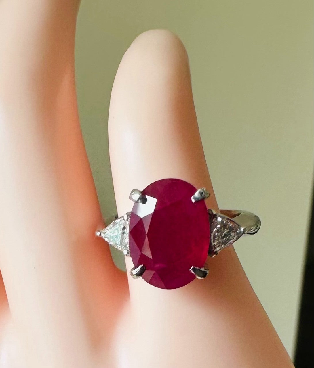 4.95ct Burma Ruby & Diamond Platinum Ring + Certificate